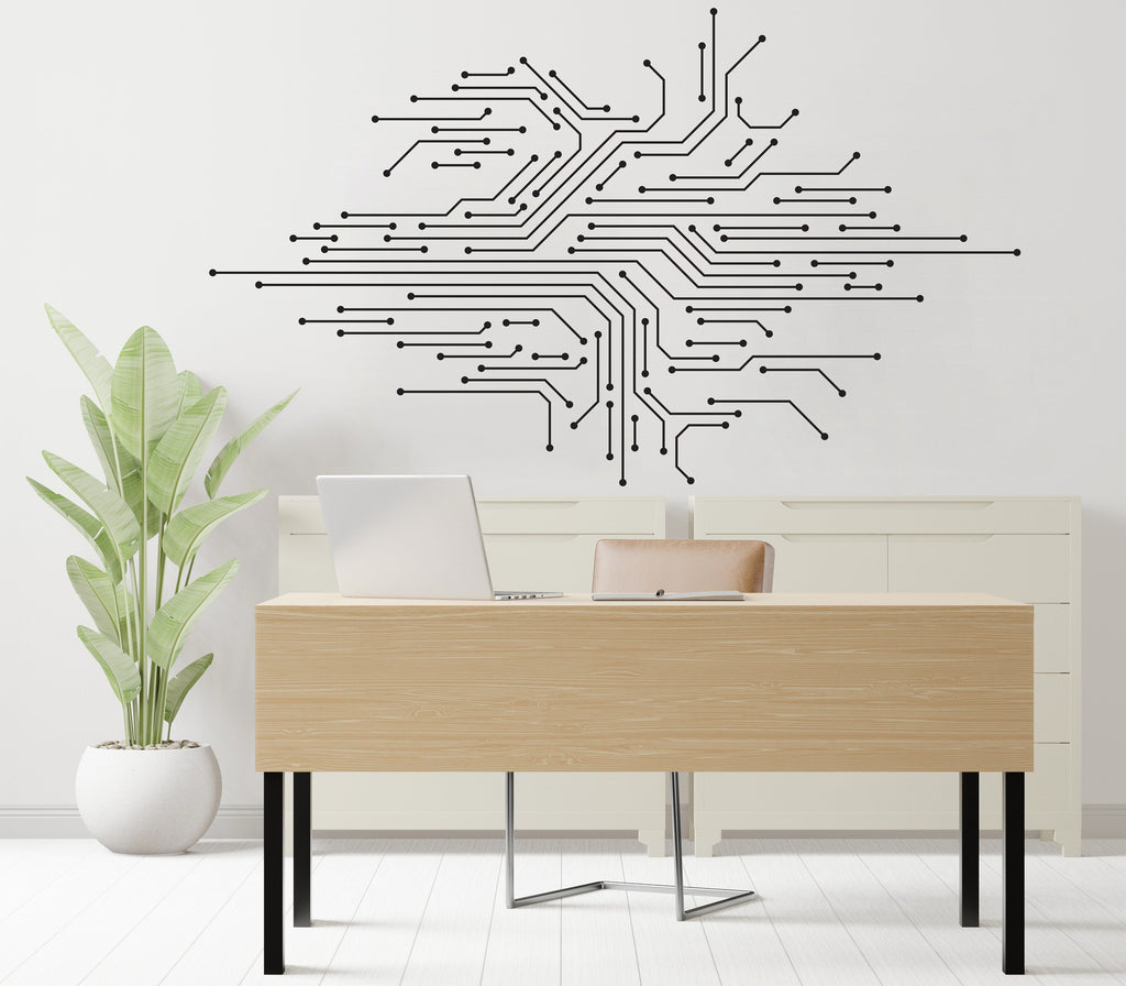 Circuit Board Wall Decal, Technology Vinyl Wall Art Decals, Company Name Decal, Office Decor, Business Wall Decal, Wall Art Office 306RS