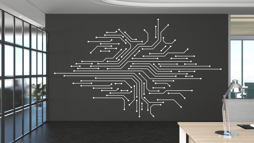 Circuit Board Wall Decal, Technology Vinyl Wall Art Decals, Company Name Decal, Office Decor, Business Wall Decal, Wall Art Office 306RS