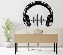 Load image into Gallery viewer, Headphone Audio Wave Wall Decal Sound Wave Wall Sticker Music Notes Wall Decor Vinyl Music Wall Art Musician Sticker Recording Studio 307RS