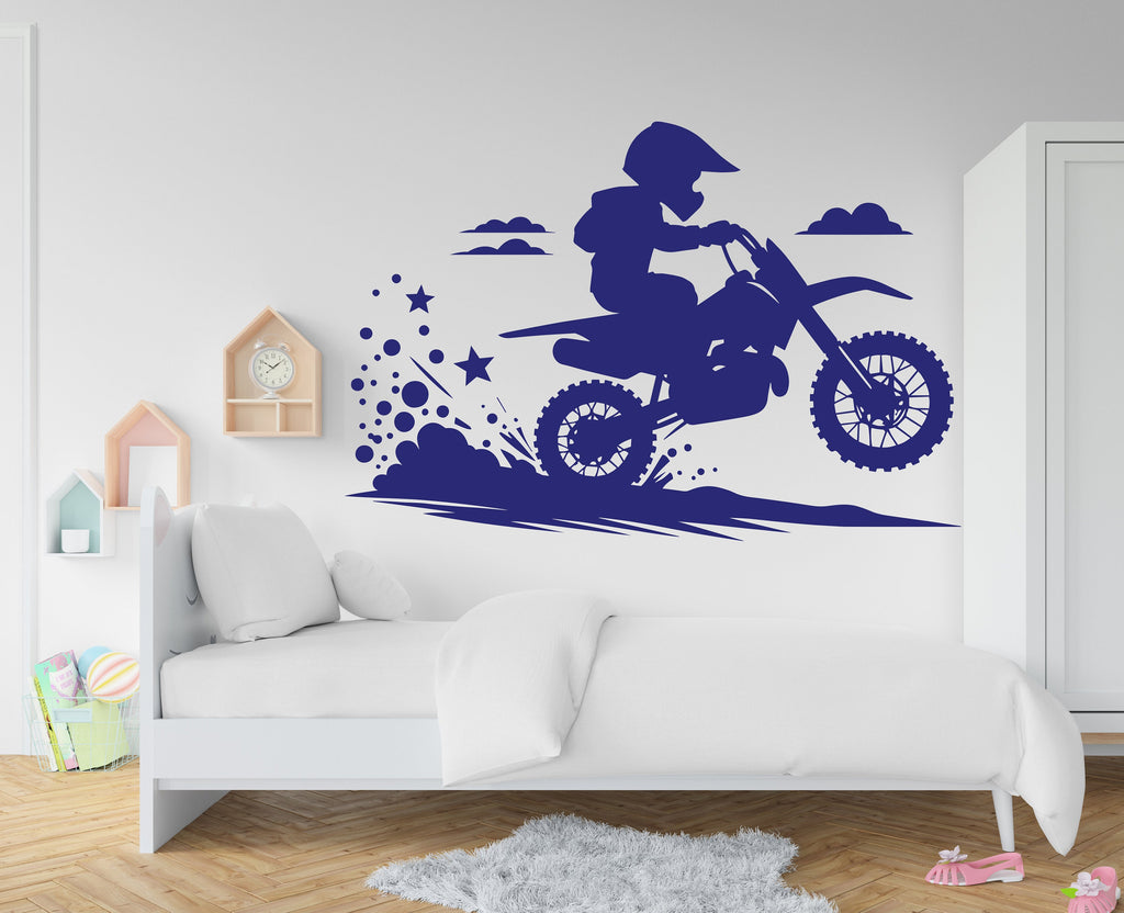 Motocross Boy Wall Decal Dirt Bike Rider Wall Sticker Motorcycle Wall Decor Wall Stickers Nursery Bedroom Decor 343RS