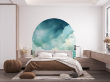 Load image into Gallery viewer, Dreamy Watercolor Wall Decal, Bed Arch Sticker, Hedboard Wall Decal, Arch Wall Decal, Marble Wall Decal Sticker, Super King Bed Arch 347RS