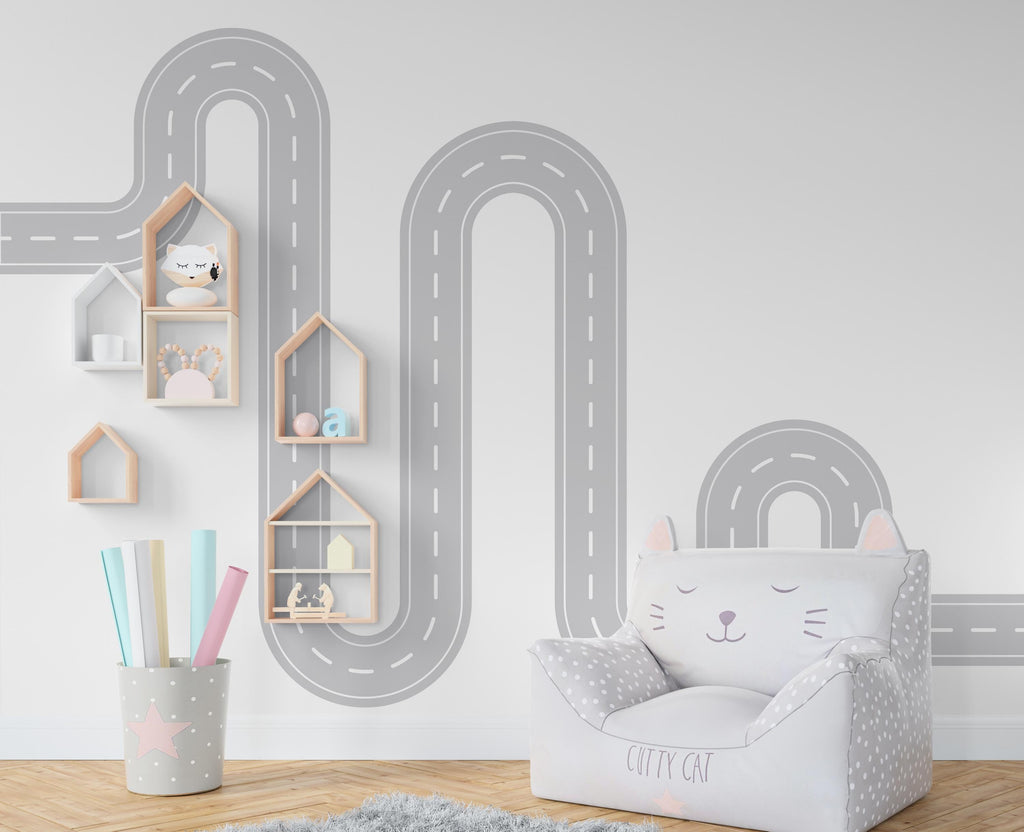 Road wind Wall Decal Highway Vinyl Sticker Track Route Wall Decor Kids Playroom Boys Room Wall Art Automotive Bedroom Mural Sticker 351RS