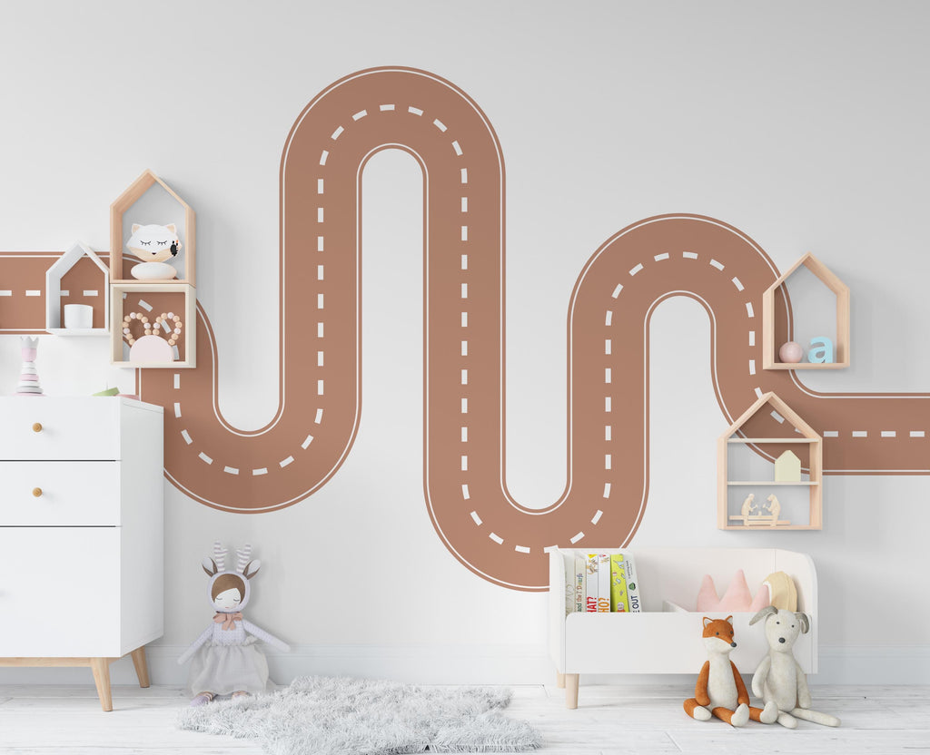 Road wind Wall Decal Highway Vinyl Sticker Track Route Wall Decor Kids Playroom Boys Room Wall Art Automotive Bedroom Mural Sticker 352RS