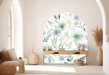 Load image into Gallery viewer, Flower Watercolor Wall Decal, Bed Arch Sticker, Hedboard Wall Decal, Arch Wall Decal, Marble Wall Decal Sticker, Super King Bed Arch 355RS