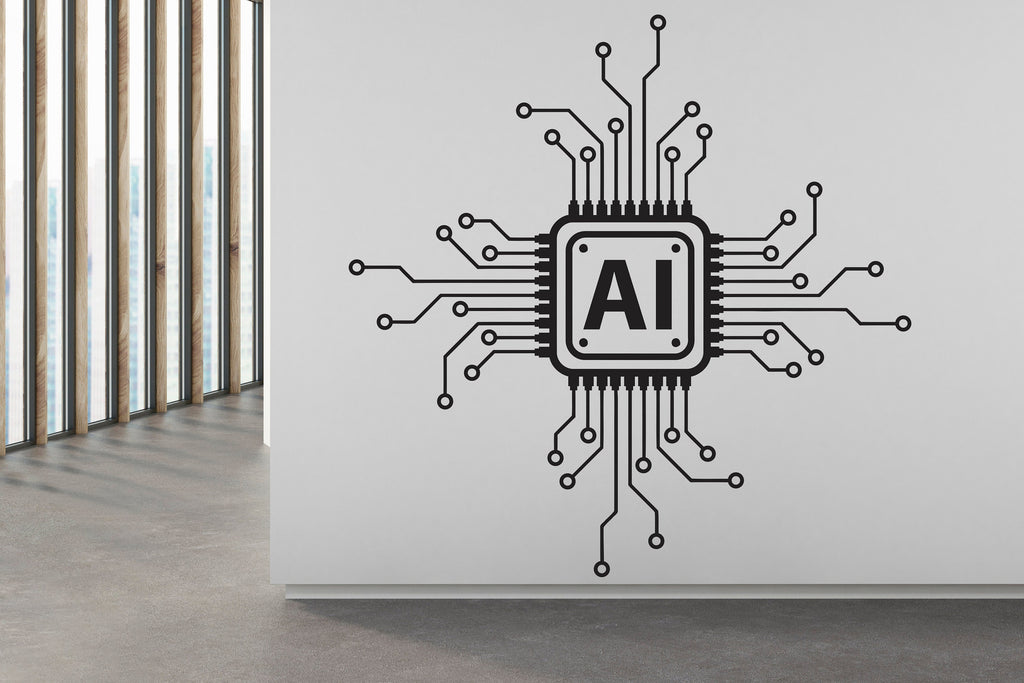 Technology AI Vinyl Wall Art Decal, Circuit Board Wall Decal, Office Wall Decor, Business Software Sticker, Computer It Decor Office 313RS