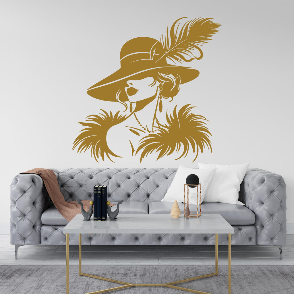 Classy Girl Art wall Decal, Beauty Salon wall Art Feminist Woman Modern Lashes Style Wall Art, Line Art Wall Decor Bedroom Art 364RS