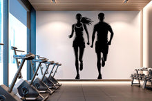 Load image into Gallery viewer, Running Couple Gym Wall Decal Fitness Wall Art Decor Crossfit Wall Decal Crossfit Gift Home Gym Wall Sticker Motivational Wall Decal 366RS