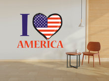 Load image into Gallery viewer, US Flag Decal, I love America Flag Wall Sticker, Patriotic Home Decor, Wings Of The American Flag Vinyl Wallpaper, American Symbol Art 323RS