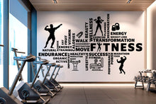 Load image into Gallery viewer, Fitness Vinyl Gym Wall Decal, Inspirational Words, Gym Decal, Fitness Collage, Gym Wall Art Gym Decor Gym Wall Decor Motivational Art 328RS