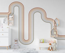 Load image into Gallery viewer, Rainbow stripe Wall Decal Stripe Vinyl Sticker Nursery Wall Decor Kids Playroom Boys Room Wall Art boho Bedroom Mural Sticker 371RS