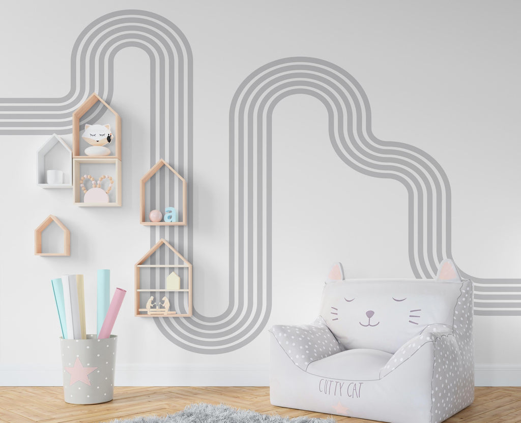 Rainbow stripe Wall Decal Stripe Vinyl Sticker Nursery Wall Decor Kids Playroom Boys Room Wall Art Stripe Bedroom Mural Sticker 372RS