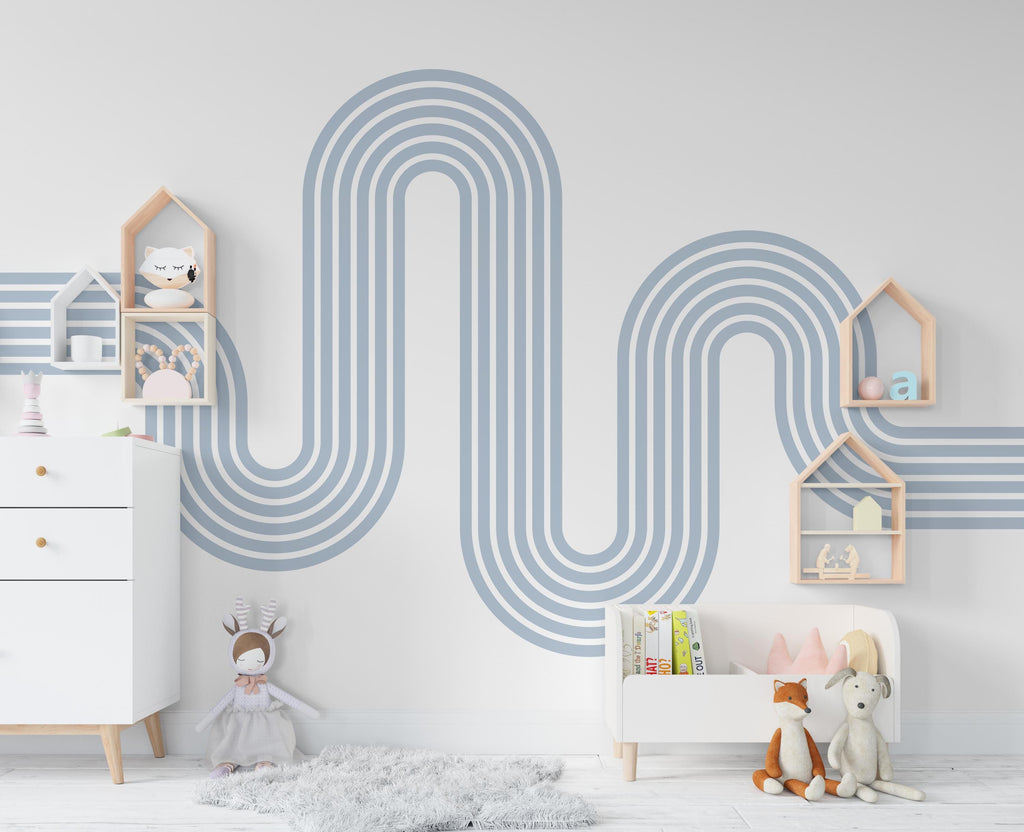 Rainbow stripe Wall Decal Stripe Vinyl Sticker Nursery Wall Decor Kids Playroom Boys Room Wall Art Stripe Bedroom Mural Sticker 374RS