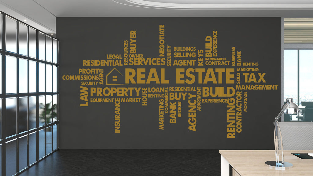 Real Estate Wall Decor Office Wall Decal Relator Business Worker Real Estate Office Decoration Motivation Stickers Mural Unique Gift 335RS