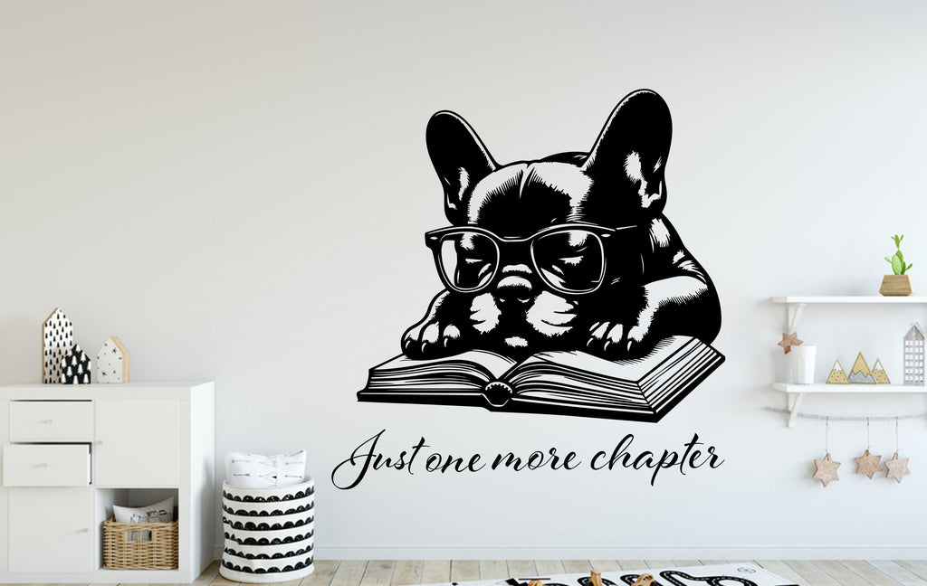 French Bulldog Reading book wall decal Dog decor Book Dog wall art Decal Dog book Lover Pet Store Dog Wall Bathroom Stickers Vinyl 063DE