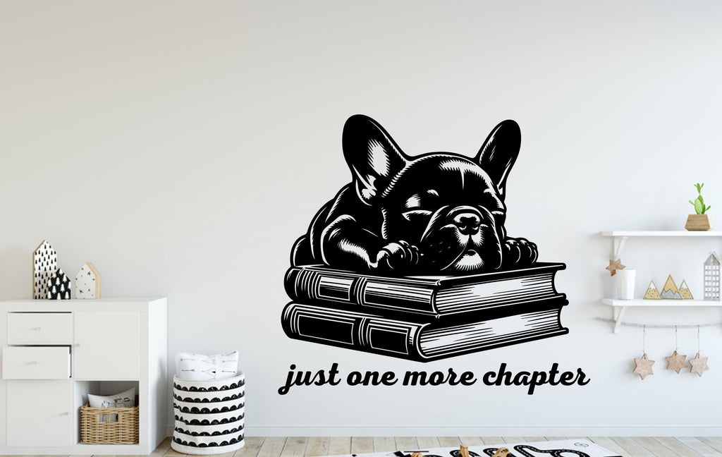 French Bulldog Reading book wall decal Dog decor Book Dog wall art Decal Dog book Lover Pet Store Dog Wall Bathroom Stickers Vinyl 064DE