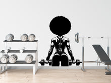 Load image into Gallery viewer, Afro Girl Gym Wall Decal Power fitness Squat Decor Workout Art Vinyl Gym Wall Stickers Bedroom Gym Workout Girl Motivation Cross-fit 065DE