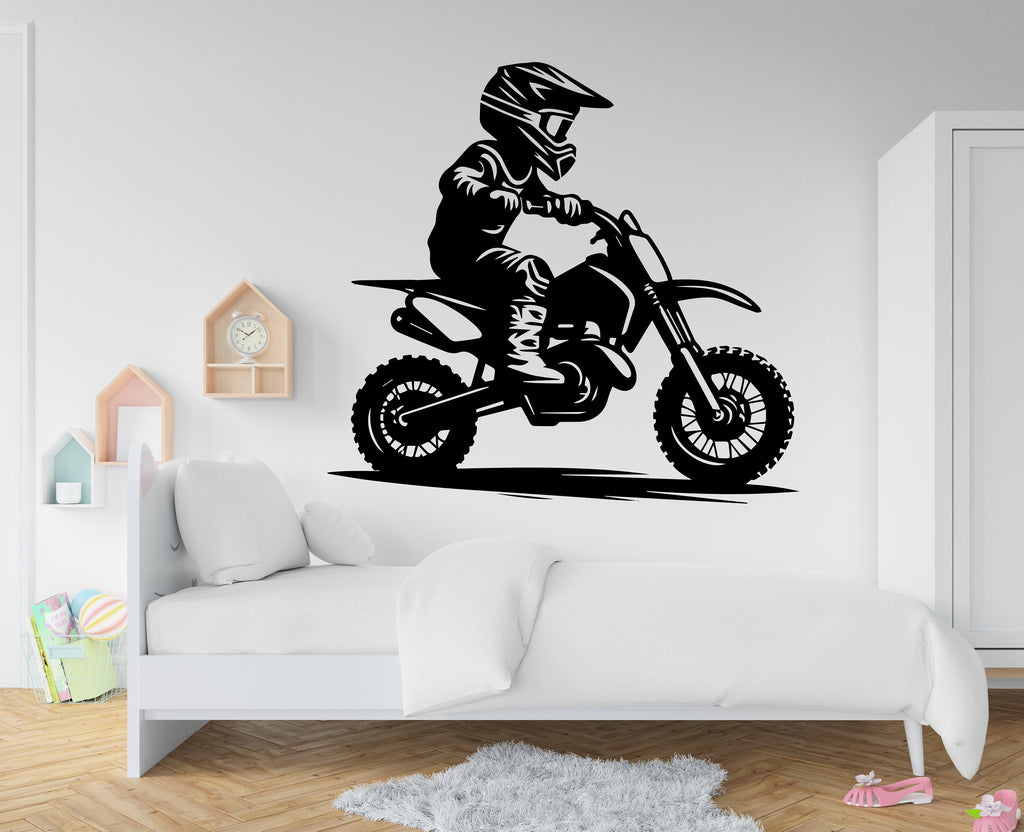 Motocross Boy Wall Decal Dirt Bike Rider Wall Sticker Motorcycle Wall Decor Wall Stickers Nursery Bedroom Decor 342RS