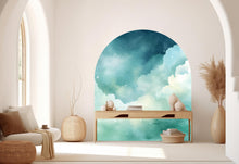 Load image into Gallery viewer, Dreamy Watercolor Wall Decal, Bed Arch Sticker, Hedboard Wall Decal, Arch Wall Decal, Marble Wall Decal Sticker, Super King Bed Arch 347RS