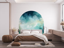 Load image into Gallery viewer, Dreamy Watercolor Wall Decal, Bed Arch Sticker, Hedboard Wall Decal, Arch Wall Decal, Marble Wall Decal Sticker, Super King Bed Arch 348RS