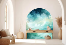 Load image into Gallery viewer, Dreamy Watercolor Wall Decal, Bed Arch Sticker, Hedboard Wall Decal, Arch Wall Decal, Marble Wall Decal Sticker, Super King Bed Arch 348RS