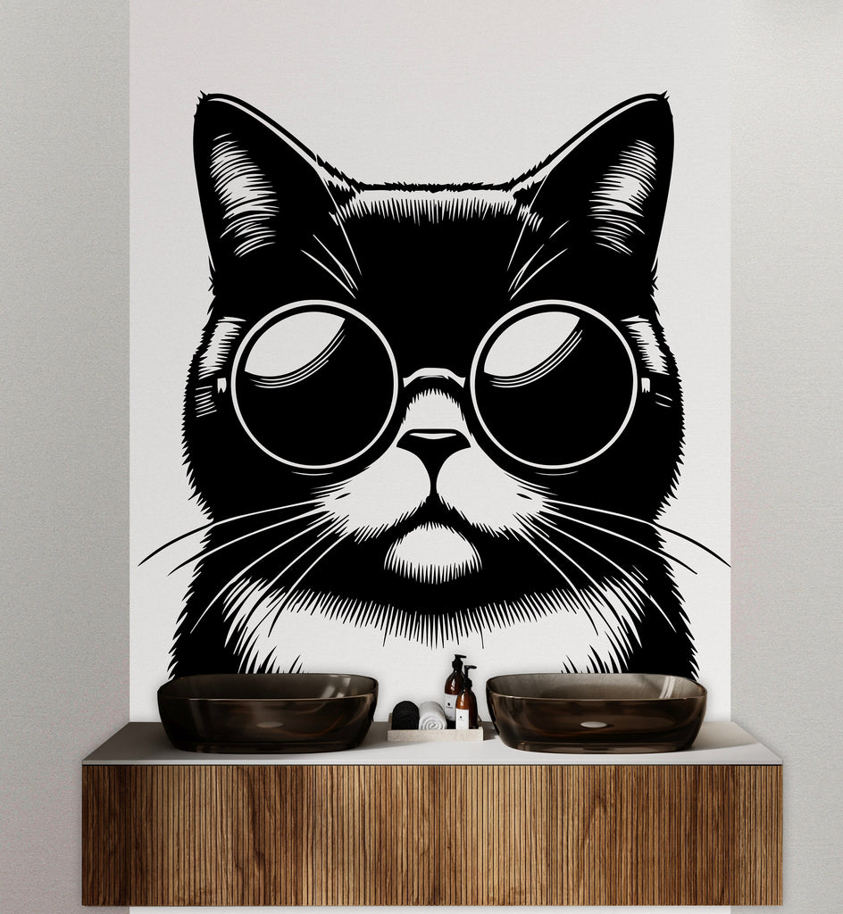 Cat wall decal Dog decor Cat kids Cat wall art Decal Cat Lover Animals Cat Wall Bathroom Wall Decals Stickers Vinyl 073DE