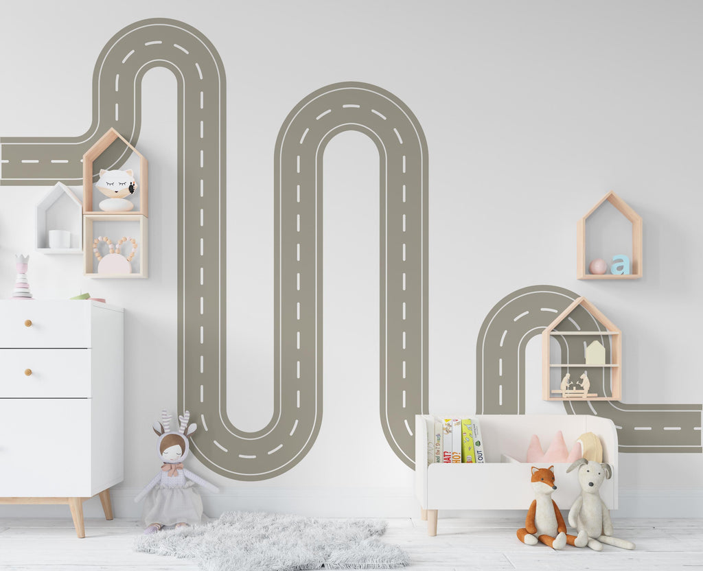 Road wind Wall Decal Highway Vinyl Sticker Track Route Wall Decor Kids Playroom Boys Room Wall Art Automotive Bedroom Mural Sticker 351RS