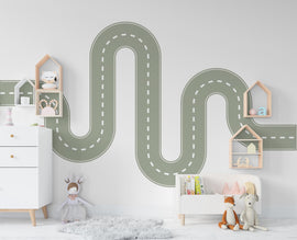 Road wind Wall Decal Highway Vinyl Sticker Track Route Wall Decor Kids Playroom Boys Room Wall Art Automotive Bedroom Mural Sticker 352RS