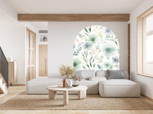 Load image into Gallery viewer, Flower Watercolor Wall Decal, Bed Arch Sticker, Hedboard Wall Decal, Arch Wall Decal, Marble Wall Decal Sticker, Super King Bed Arch 355RS