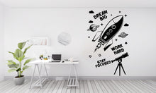 Load image into Gallery viewer, Dream Big wall decal Work Hard wall decal Stay Focused wall decor Office Gift Wall decal, Rocket Wall stickers, Planet decor, Wall Art 357RS