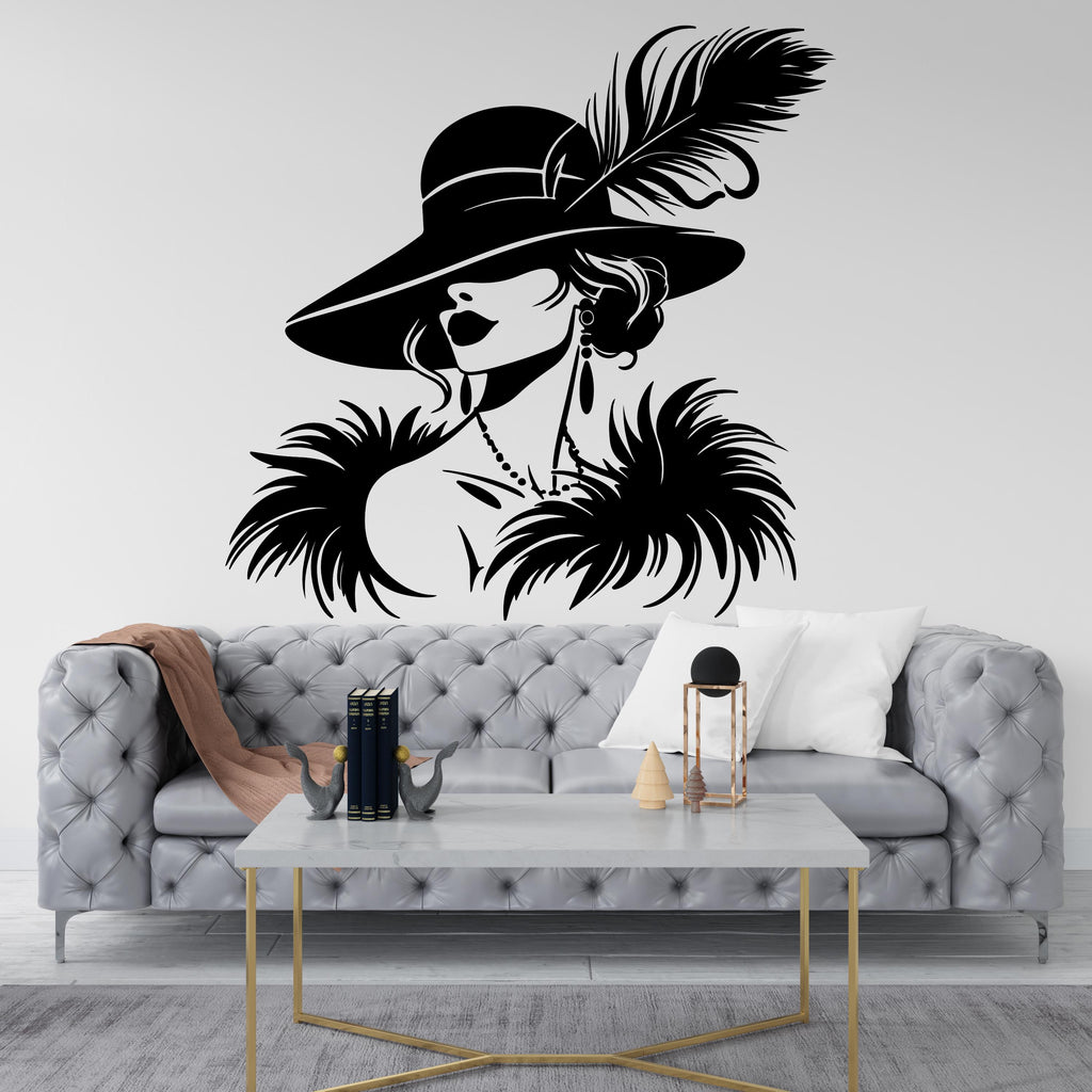 Classy Girl Art wall Decal, Beauty Salon wall Art Feminist Woman Modern Lashes Style Wall Art, Line Art Wall Decor Bedroom Art 364RS
