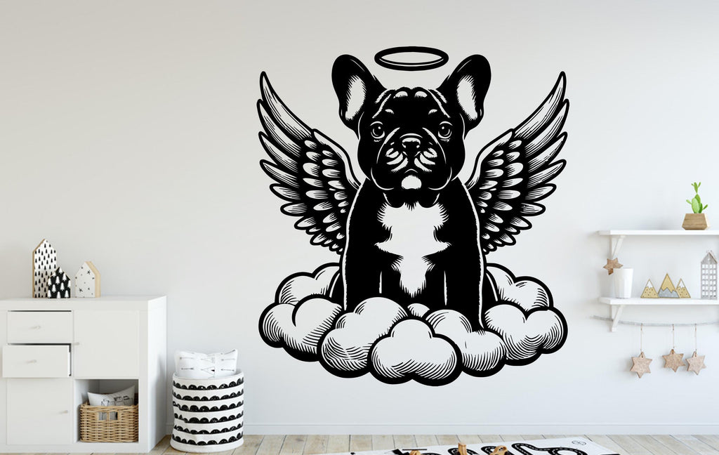 French Bulldog Memorial Dog wall decal Angel Wings decor Dog Lover Dog wall art Decal Dog Lover Animals Dog Wall Bathroom Stickers 077DE