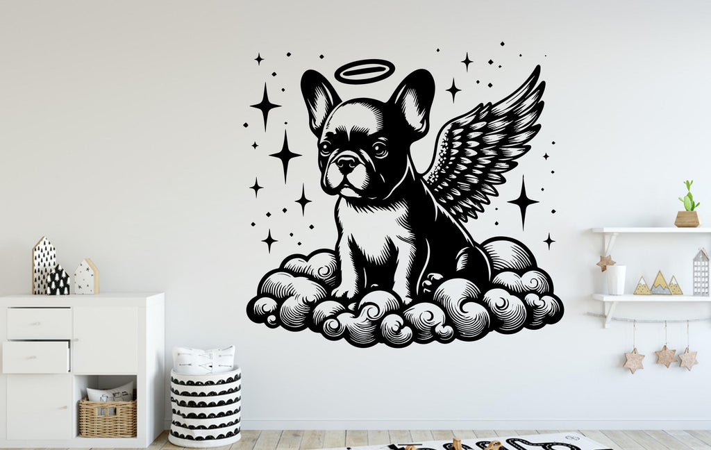 French Bulldog Memorial Dog wall decal Angel Wings decor Dog Lover Dog wall art Decal Dog Lover Animals Dog Wall Bathroom Stickers 078DE