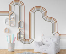 Load image into Gallery viewer, Rainbow stripe Wall Decal Stripe Vinyl Sticker Nursery Wall Decor Kids Playroom Boys Room Wall Art boho Bedroom Mural Sticker 371RS