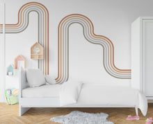 Load image into Gallery viewer, Rainbow stripe Wall Decal Stripe Vinyl Sticker Nursery Wall Decor Kids Playroom Boys Room Wall Art boho Bedroom Mural Sticker 371RS