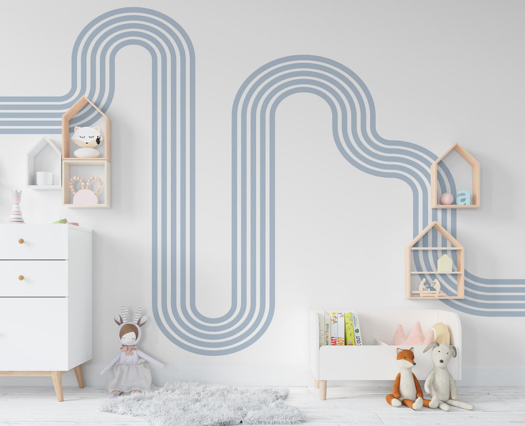Rainbow stripe Wall Decal Stripe Vinyl Sticker Nursery Wall Decor Kids Playroom Boys Room Wall Art Stripe Bedroom Mural Sticker 372RS