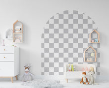 Load image into Gallery viewer, Racing flag Wall Decal, Bed Arch Sticker, Hedboard Wall Decal, Arch Wall Decal, Racing Wall Decal Sticker, Nursery Super King Bed Arch 376RS