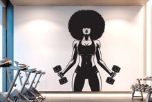 Load image into Gallery viewer, Gym Wall Decal Afro Girl Power fitness Quote Decor Workout Art Vinyl Gym Wall Stickers Bedroom Gym Workout Girl Motivation Crossfit 406RS