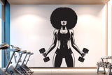 Gym Wall Decal Afro Girl Power fitness Quote Decor Workout Art Vinyl Gym Wall Stickers Bedroom Gym Workout Girl Motivation Crossfit 406RS