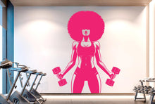 Load image into Gallery viewer, Gym Wall Decal Afro Girl Power fitness Quote Decor Workout Art Vinyl Gym Wall Stickers Bedroom Gym Workout Girl Motivation Crossfit 406RS