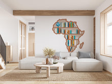 Load image into Gallery viewer, Library Africa map wall decals, Books wall decor, bookshelf library wall decal, education decals reading room, nurseries, school, kids 414RS