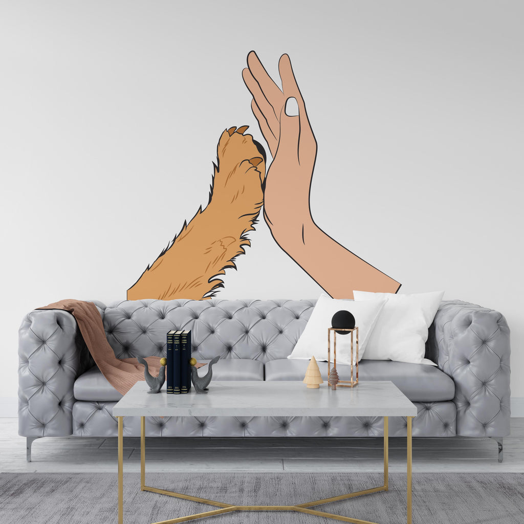 Hand and paw wall decal Dad Dog decor Dog wall art Decal Dog Lover Animals wall decal Dog Wall Bathroom Wall Decals Stickers Vinyl 383RS