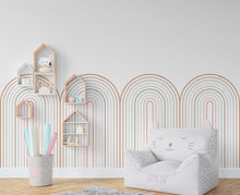 Load image into Gallery viewer, Scalloped Pastel Arch Wall Decal, Scallop Decals, Boho Wall Decor Decal Boho Nursery Scalloped Half Wall, Arch Wall Decal Border Decal 386RS