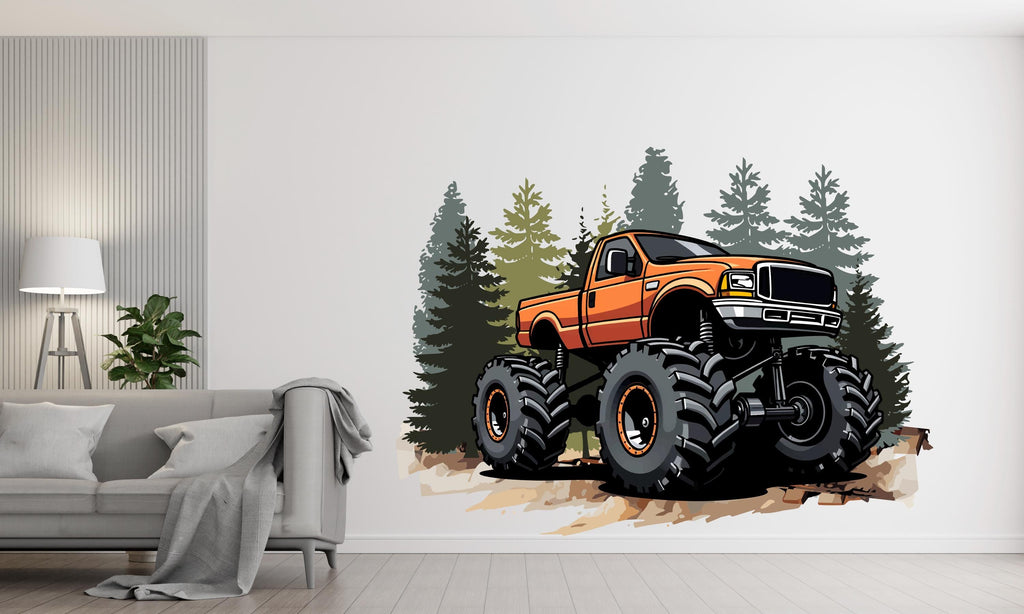 Monster Truck Wall Decal Truck Wall Sticker Car Art Truck Wall Vinyl Wall Decal Truck Lover Room Gifts Vinyl Wall Art Stickers 419RS