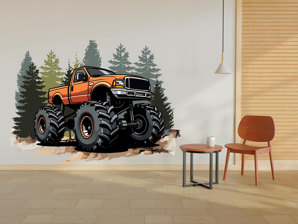 Monster Truck Wall Decal Truck Wall Sticker Car Art Truck Wall Vinyl Wall Decal Truck Lover Room Gifts Vinyl Wall Art Stickers 419RS