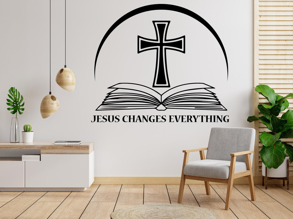 Jesus Changes Everything, Religious Wall Sign, Christian Wall Words, Church Sanctuary Wall Art, Church Wall Decor, Religious Wall Art 387RS