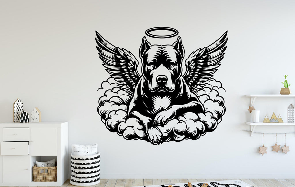 Pitbull Memorial Dog wall decal Angel Wings decor Dog Lover Dog wall art Decal Dog Lover Animals Dog Wall Bathroom Stickers Vinyl 076DE