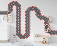 Load image into Gallery viewer, Road Racing Wall Decal Highway Vinyl Sticker Track Route Wall Decor Kids Playroom Boys Room Wall Art Automotive Bedroom Mural Sticker 393RS