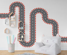 Load image into Gallery viewer, Road Racing Wall Decal Highway Vinyl Sticker Track Route Wall Decor Kids Playroom Boys Room Wall Art Automotive Bedroom Mural Sticker 393RS