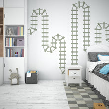 Load image into Gallery viewer, Train Tracks Wall Decal Railroad Vinyl Sticker Track Train Wall Decor Kids Playroom Boys Room Wall Art Bedroom Mural Sticker 423RS