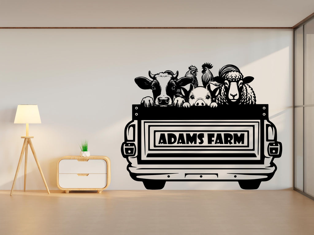 Farm Animals Wall Decal, Cow Truck Wall Art, Sheep Room Wall Decor Pig Farm Room Wall Sticker Rooster Wall Decor Animals Farm Stickers 397RS